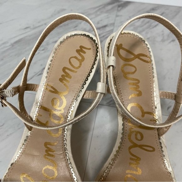 Sam Edelman Dara Ivory Croc Faux Leather Heeled Sandal 9M - Picture 12 of 14